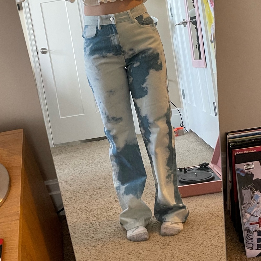 Cloud Print Boyfriend Jeans | Jaded London